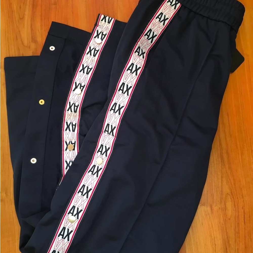 Armani Exchange Dark Blue Pants with Logo Accents